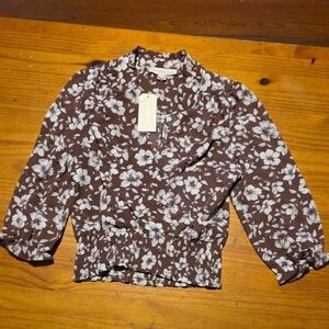 Monteau Floral Top in Brown and White